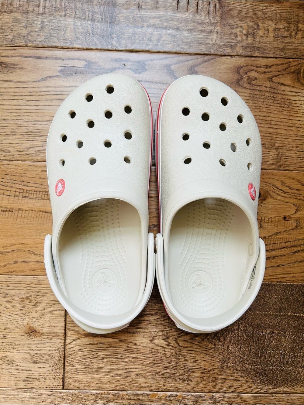 Women’s Cream Clog Shoes with Pink Trim